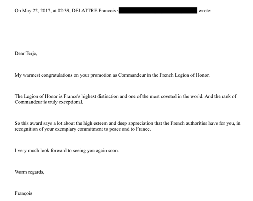 Epstein, Ghislaine Maxwell et l'ambassadeur François Delattre