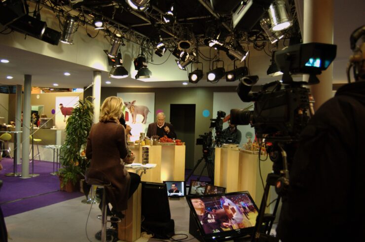 Studio de Public Sénat au Salon de l’agriculture à Paris, le 22 février 2009. Photographie d’archive.
